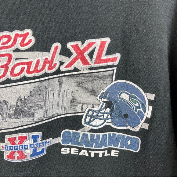 Pittsburgh Steelers Tshirt NFL Black Size XL Super Bowl XL Seahawks Distressed - Picture 10 of 14